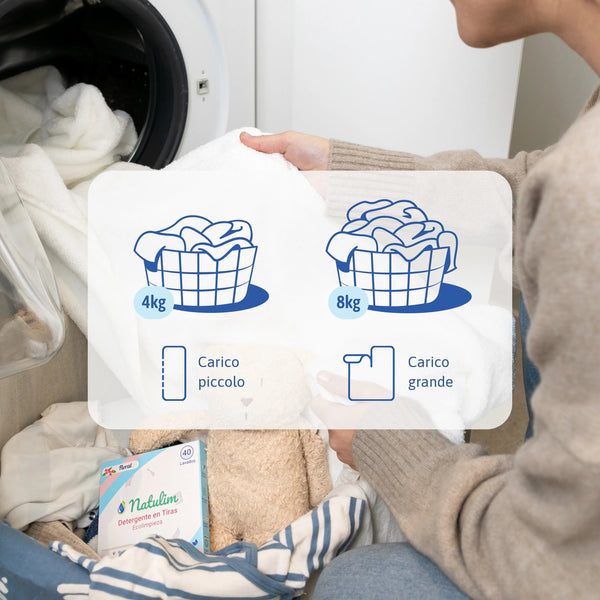 Half a sheet for small loads, a full sheet for 7–8 kg