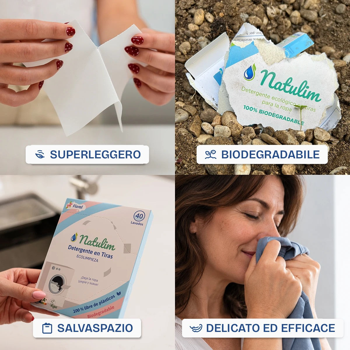 Detersivo in Fogli Natulim: superleggero, biodegradabile, salvaspazio, delicato ed efficace