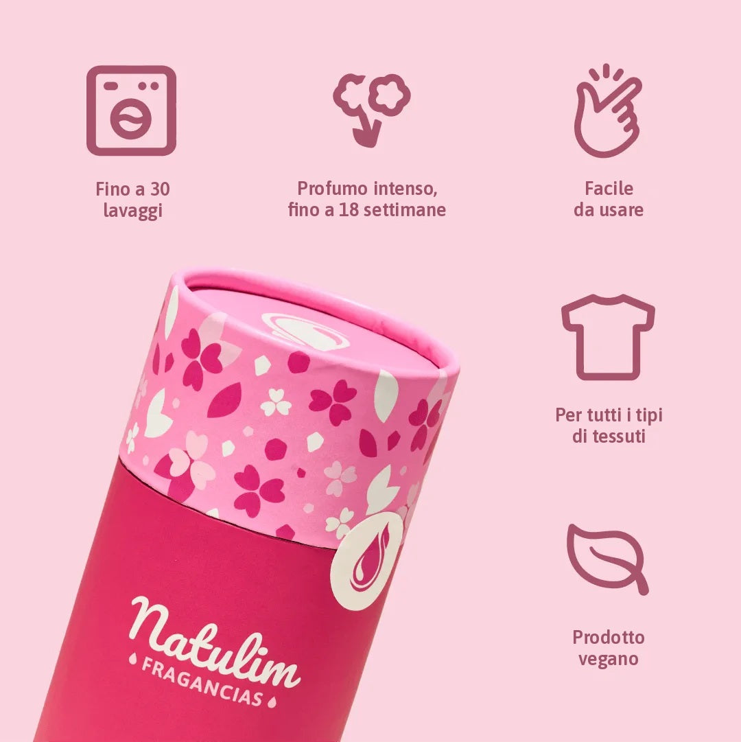 Perle profumate Natulim: fino a 30 lavaggi, profumo intenso fino a 18 settimane, facili da usare, per tutti i tessuti, prodotto vegano