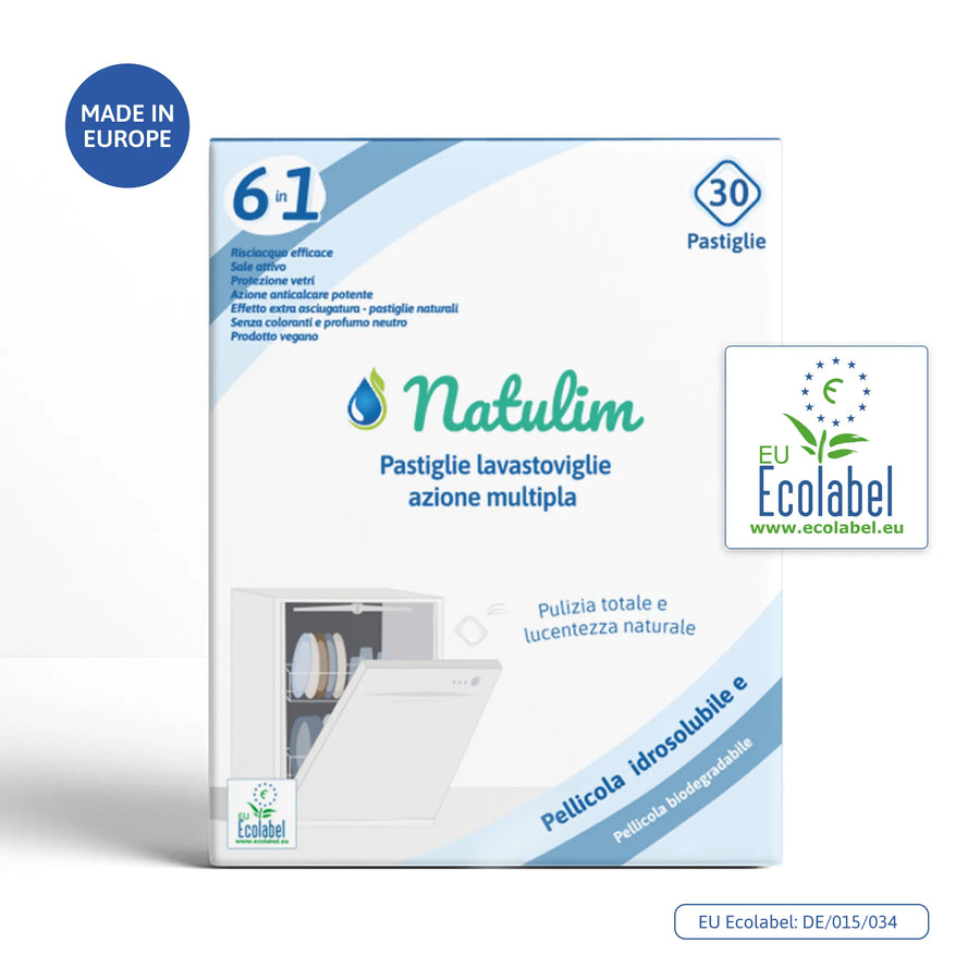 Kit Natulim: detersivo in fogli, perle profumate e pastiglie per la lavastoviglie