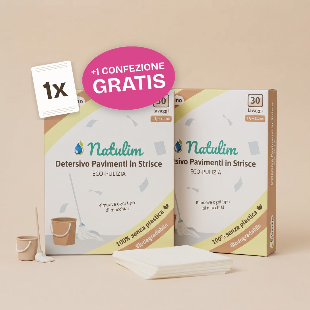 Detersivo in Fogli per Pavimenti Natulim, offerta 1+1: compri una confezione, la seconda è gratis